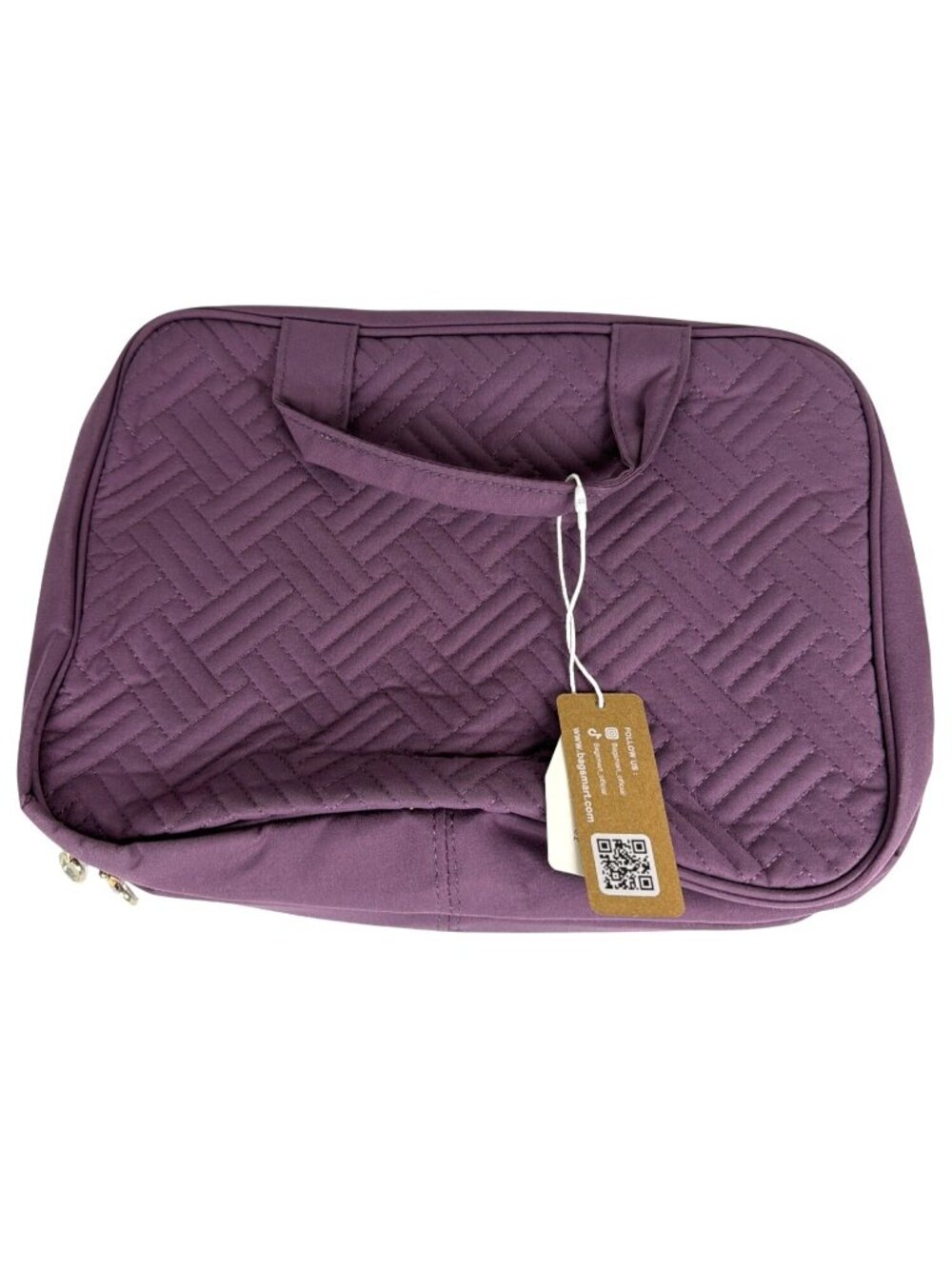 Travel Toiletry Bag Hanging Hook Quilted Fabric Purple Zipper Closures BagSmart